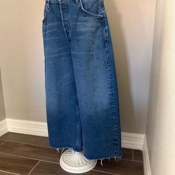 Citizen of Humanity Ayla High-Rise Crop Wide-Leg Denim Medium Blue Jeans Size 31 - Picture 12 of 12
